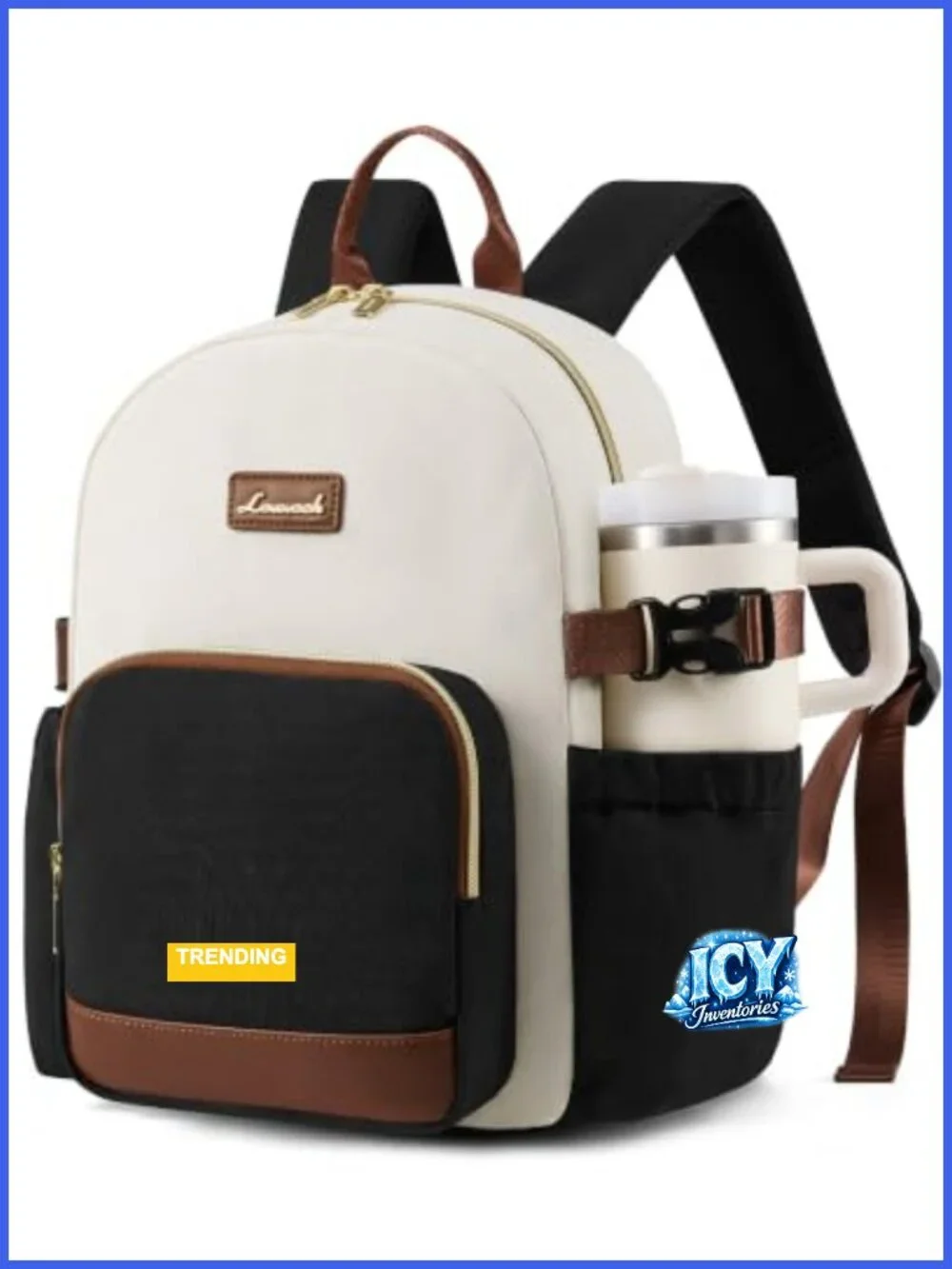 Water-Resistant Mini Backpack Purse with 40oz Tumbler Holder, Padded Straps &